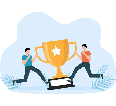 Businessman compete for their own trophies  Illustration