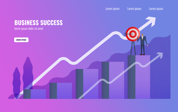 Businessman complete Business mission on  the top of graph  Illustration