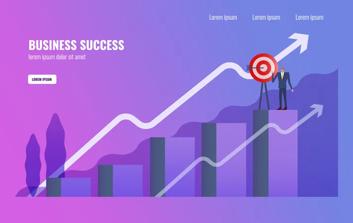 Businessman complete Business mission on  the top of graph  Illustration