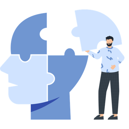 Businessman completing business puzzle  Illustration
