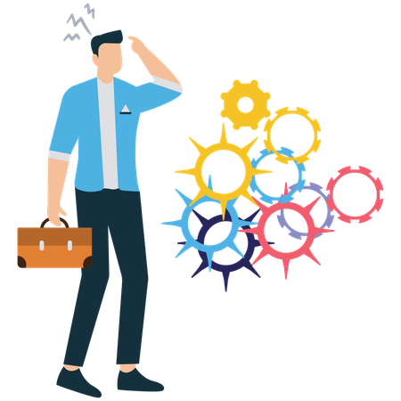 Businessman Completing Difficult Task  Illustration