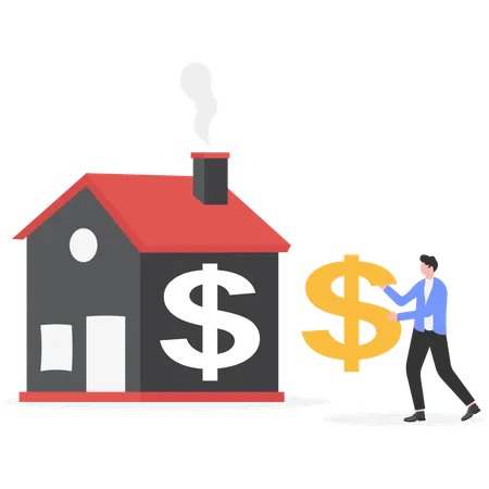 Businessman completing house puzzle  Illustration