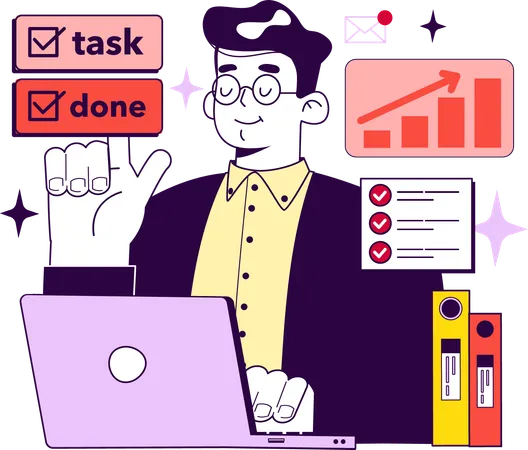 Businessman completing task according to task list  Illustration