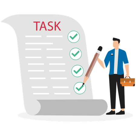 Businessman completing task list  Illustration