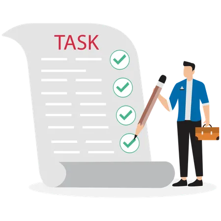 Businessman completing task list  Illustration