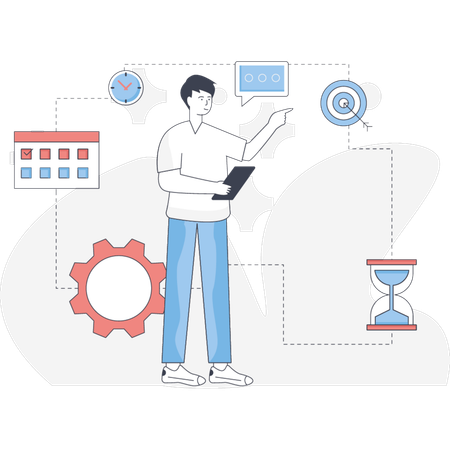 Businessman Completing Task On Time  Illustration