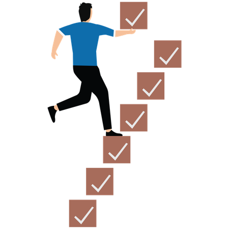 Businessman Completing task one by one  Illustration