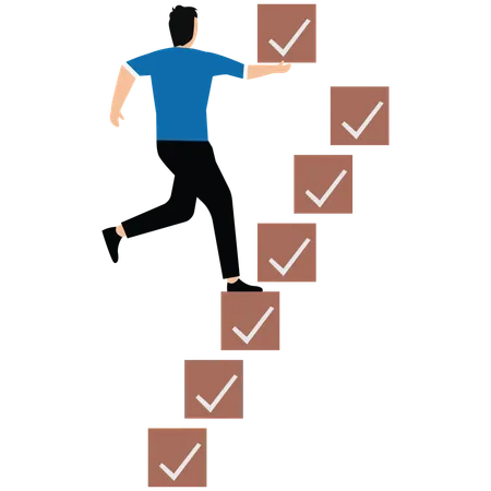 Businessman Completing task one by one  Illustration