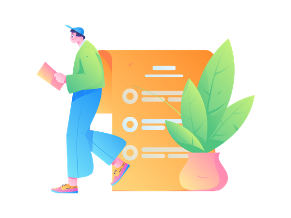 Businessman completing to do list  Illustration