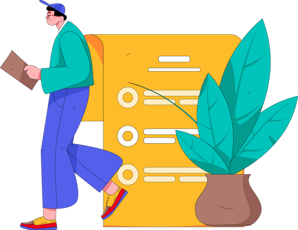 Businessman completing to do list  Illustration