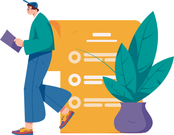 Businessman completing to do list  Illustration