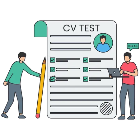 Businessman conducting cv test  Illustration