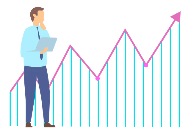 Businessman conducts data analytics presentation  Illustration