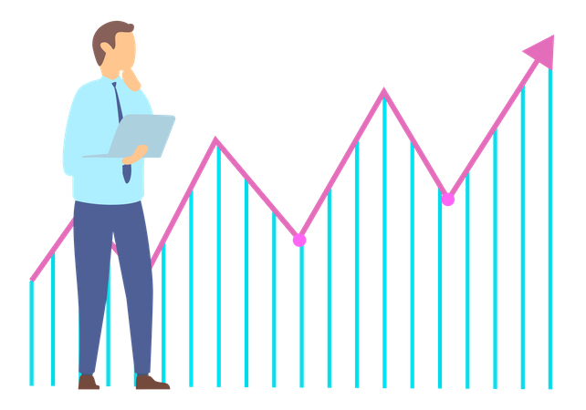 Businessman conducts data analytics presentation  Illustration