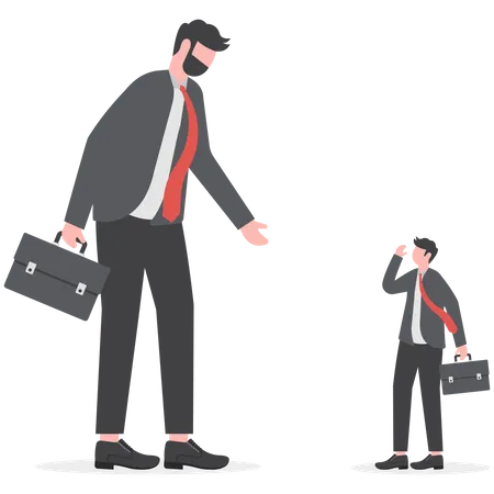 Businessman confront big competitor  Illustration