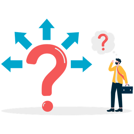 Businessman confused about business direction  Illustration