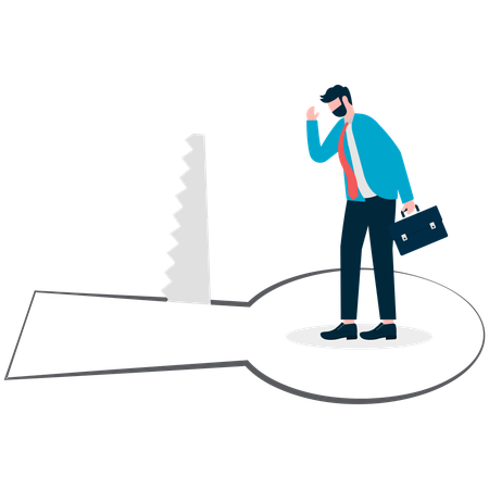 Businessman confused about business security  Illustration