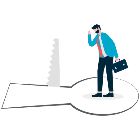 Businessman confused about business security  Illustration
