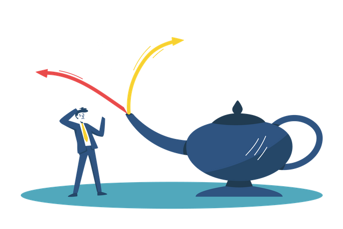 Businessman confused about new business decision  Illustration