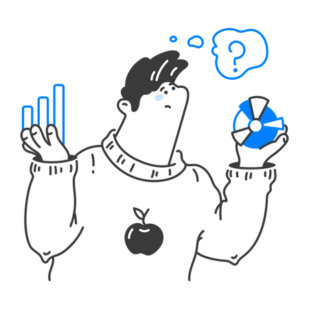 Businessman confused about statistics data  Illustration