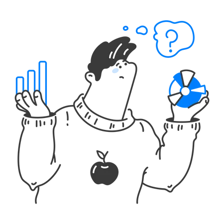 Businessman confused about statistics data  Illustration