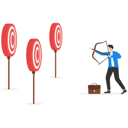 Businessman confused by multiple target  Illustration