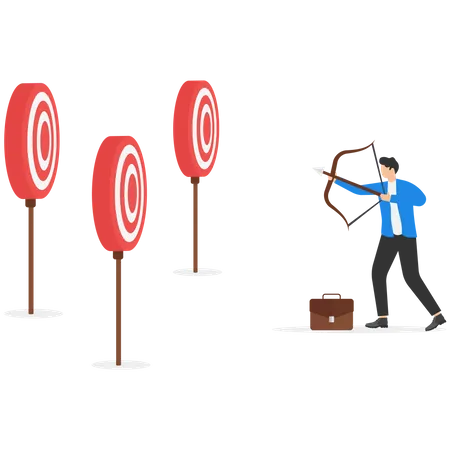 Businessman confused by multiple target  Illustration