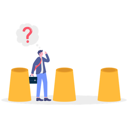 Businessman confused for choosing direction  Illustration