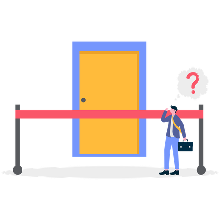 Businessman confused for closed door  Illustration