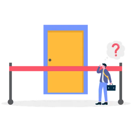 Businessman confused for closed door  Illustration