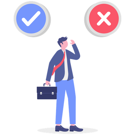 Businessman confused for direction choice  Illustration