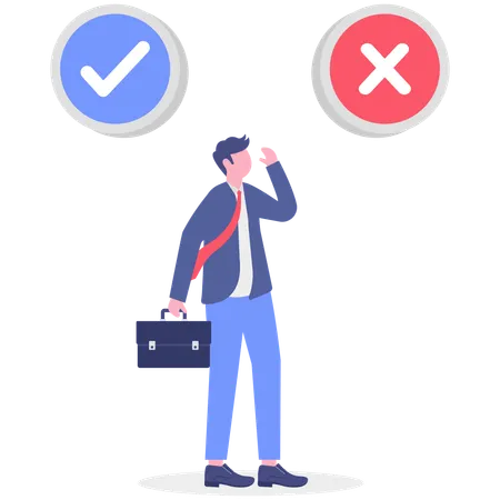 Businessman confused for direction choice  Illustration