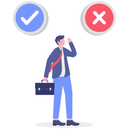 Businessman confused for direction choice  Illustration