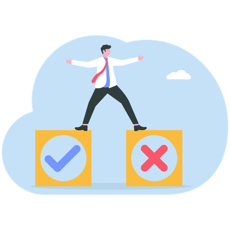Businessman confused with business choices  Illustration