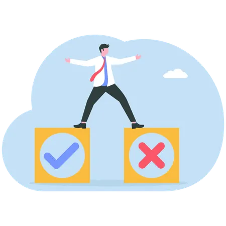 Businessman confused with business choices  Illustration