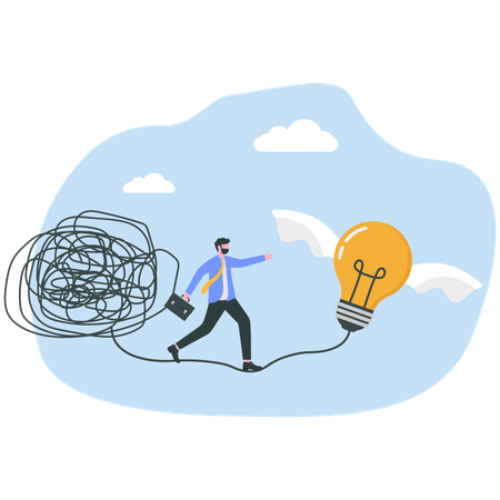 Businessman confused with thoughts  Illustration