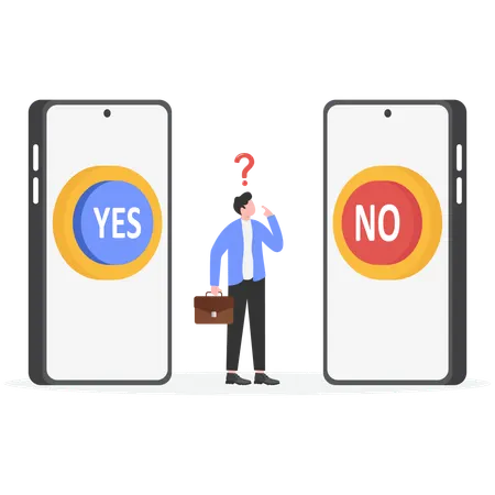 Businessman confusing for taking decision  Illustration