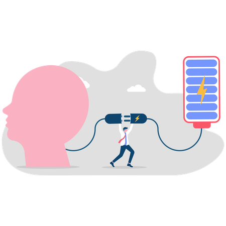 Businessman connecting business brain  Illustration