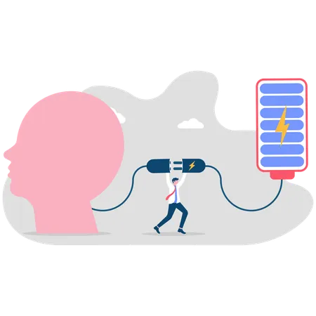 Businessman connecting business brain  Illustration