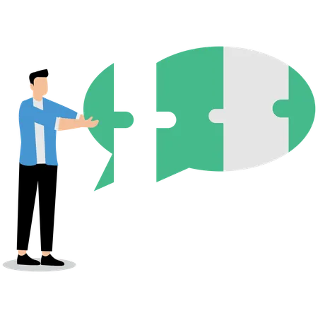 Businessman connecting communication gap  Illustration