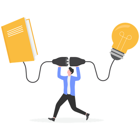 Businessman connecting knowledge and idea  Illustration