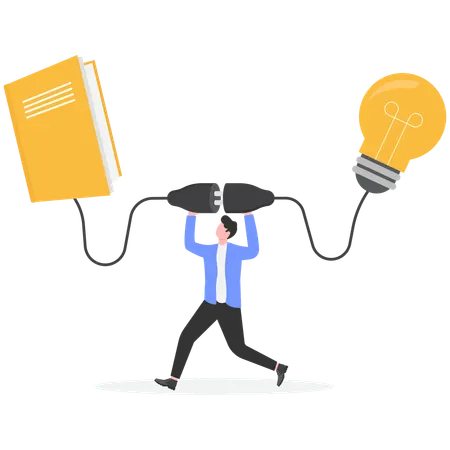 Businessman connecting knowledge and idea  Illustration