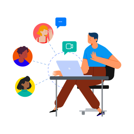 Businessman connecting over webinar  Illustration