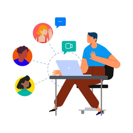 Businessman connecting over webinar  Illustration