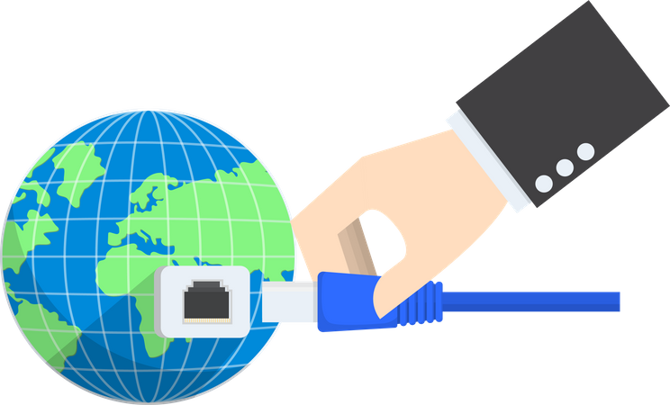 Businessman connecting plug into world  Illustration