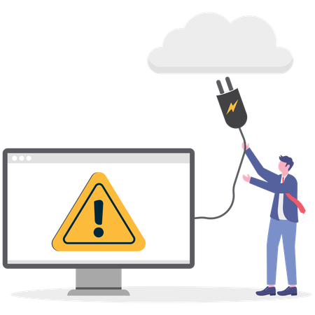 Businessman connects his system with plug  Illustration