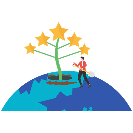 Businessman considering how to achieve higher goals  Illustration