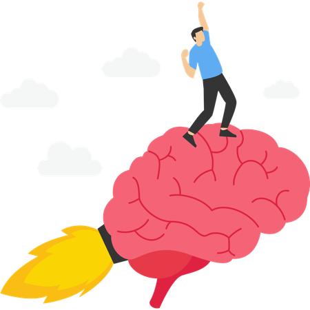 Businessman control business brain  Illustration