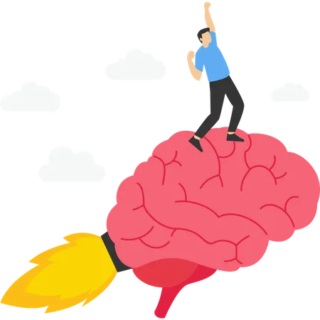 Businessman control business brain  Illustration