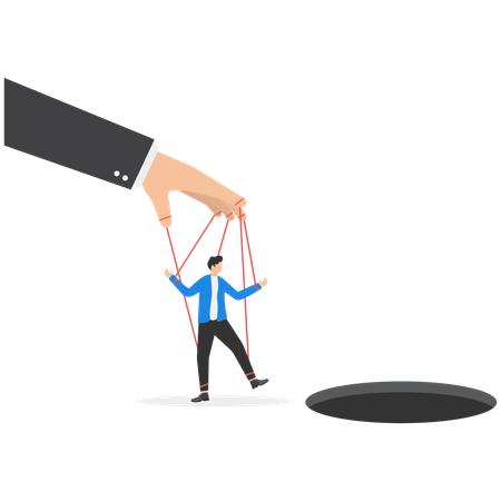 Businessman controlled as puppet on strings  Illustration